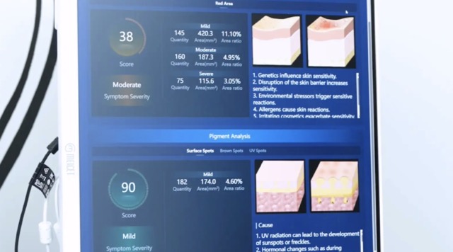 Meicet skin analysis report screen